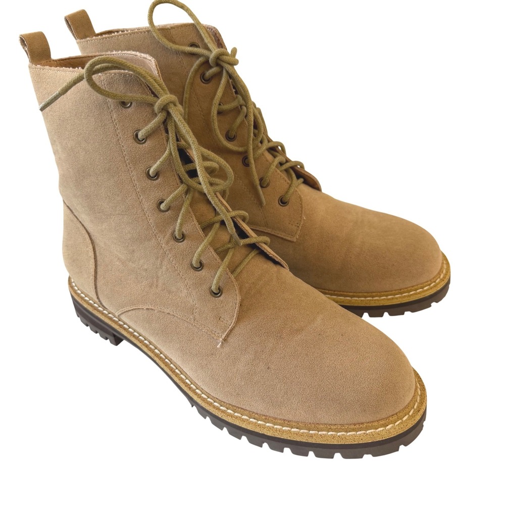Mi.iM Drew Contemporary Military Boots Khaki Tan Faux Suede Lace Up Lug Sole 9‎